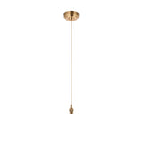 Endon Brackmont pendant flex set with brushed aged brass ceiling rose, natural braided fabric cable and B22 lampholder on a plain white background.