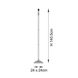 Dimension diagram of the Endon Caldmere floor lamp showing a height of 140.5cm and a 24 x 24cm base on a plain white background.