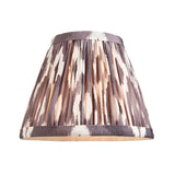 Caldmere 5 Light Ikat Pendant shade in grey, tapered fabric shade with pleated finish and ikat pattern, shown against a plain white background.