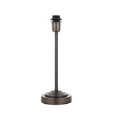 Endon Chartworth table lamp base in bronze with a stepped tapering stem and E14 bulb holder, shown without a shade on a plain white background.