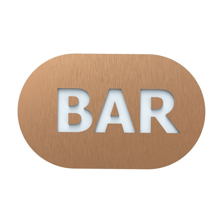Blip 2 Light Wall Light in Copper, a rounded oblong plate with "BAR" cut through the front over two G9 lamp holders, shown on a plain white background.