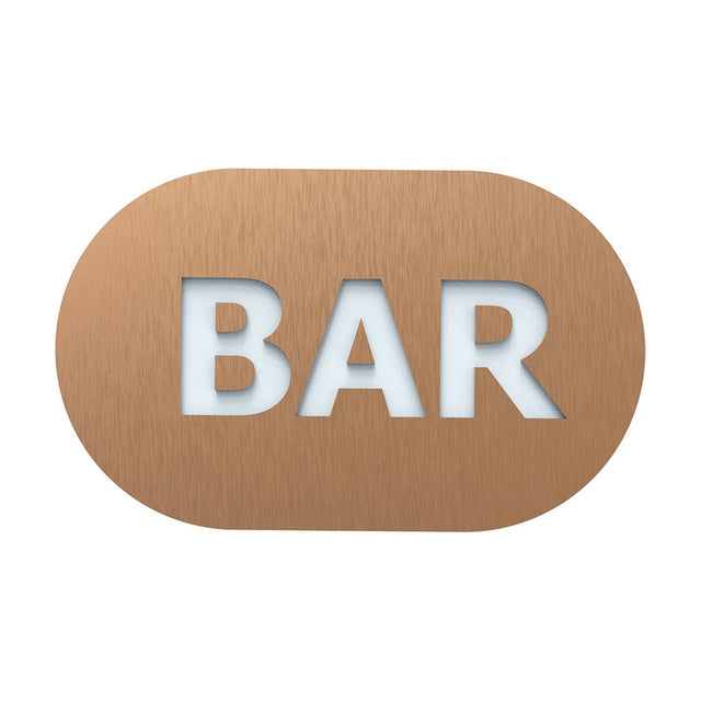 Blip 2 Light Wall Light in Copper, a rounded oblong plate with "BAR" cut through the front over two G9 lamp holders, shown on a plain white background.