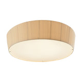 Plafonet 60 Ribbon LED ceiling light, a wide flush-mount drum with pleated beige ribbon shade and white diffuser base, shown on a plain white background.