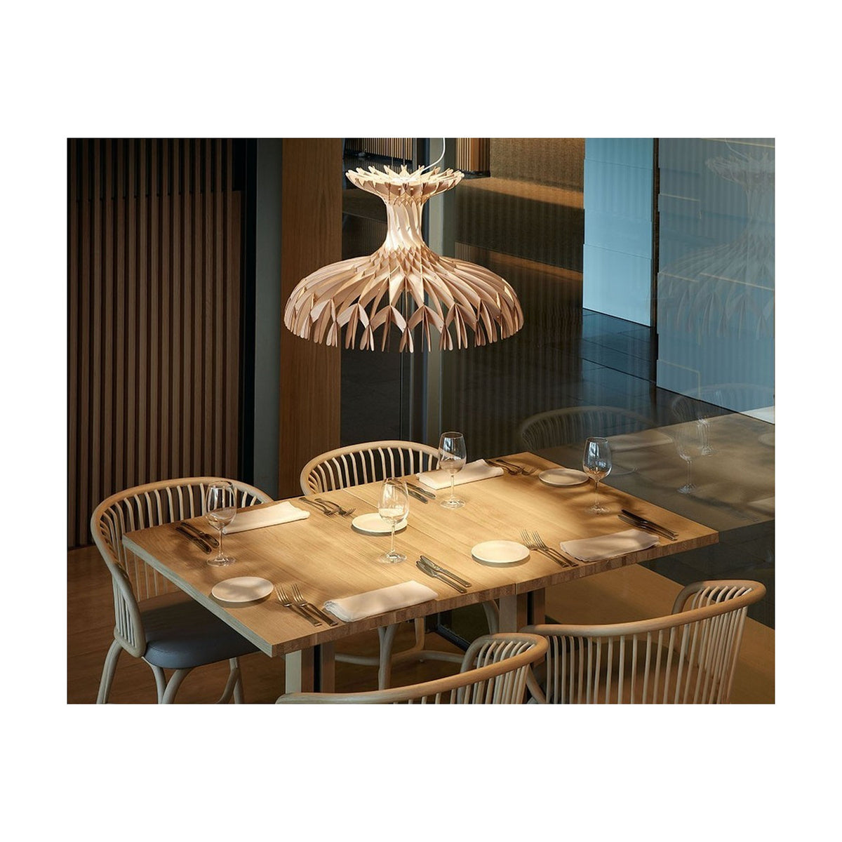 Dome 60/02 Wood LED Pendant Light - Matt White & Natural Wood