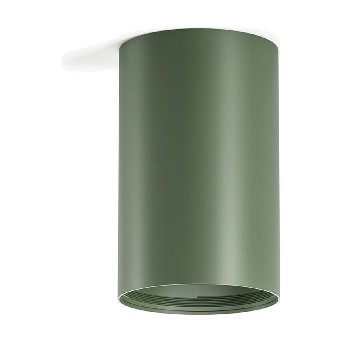 432 Ways Cylinder LED Ceiling Light in green, a compact 10cm surface-mounted cylinder with white ceiling base, shown on a plain white background.