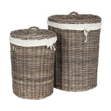 Set of 2 Grey Kubu Linen Baskets - 50cm