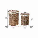 Set of 2 Grey Kubu Linen Baskets - 50cm