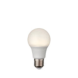 Endon 8W E27 LED GLS bulb with classic rounded opal polycarbonate shape and Edison screw cap, shown against a plain white background.