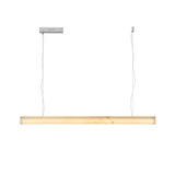 Niori Alba Large Alabaster Linear Chandelier in soft white, a slim 1200mm horizontal bar on twin cables with brass detailing, on a white background.