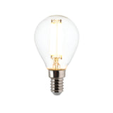Endon 4.5W E14 LED filament golf bulb with clear round glass, visible warm white filaments and small Edison screw cap, shown on a plain white background.