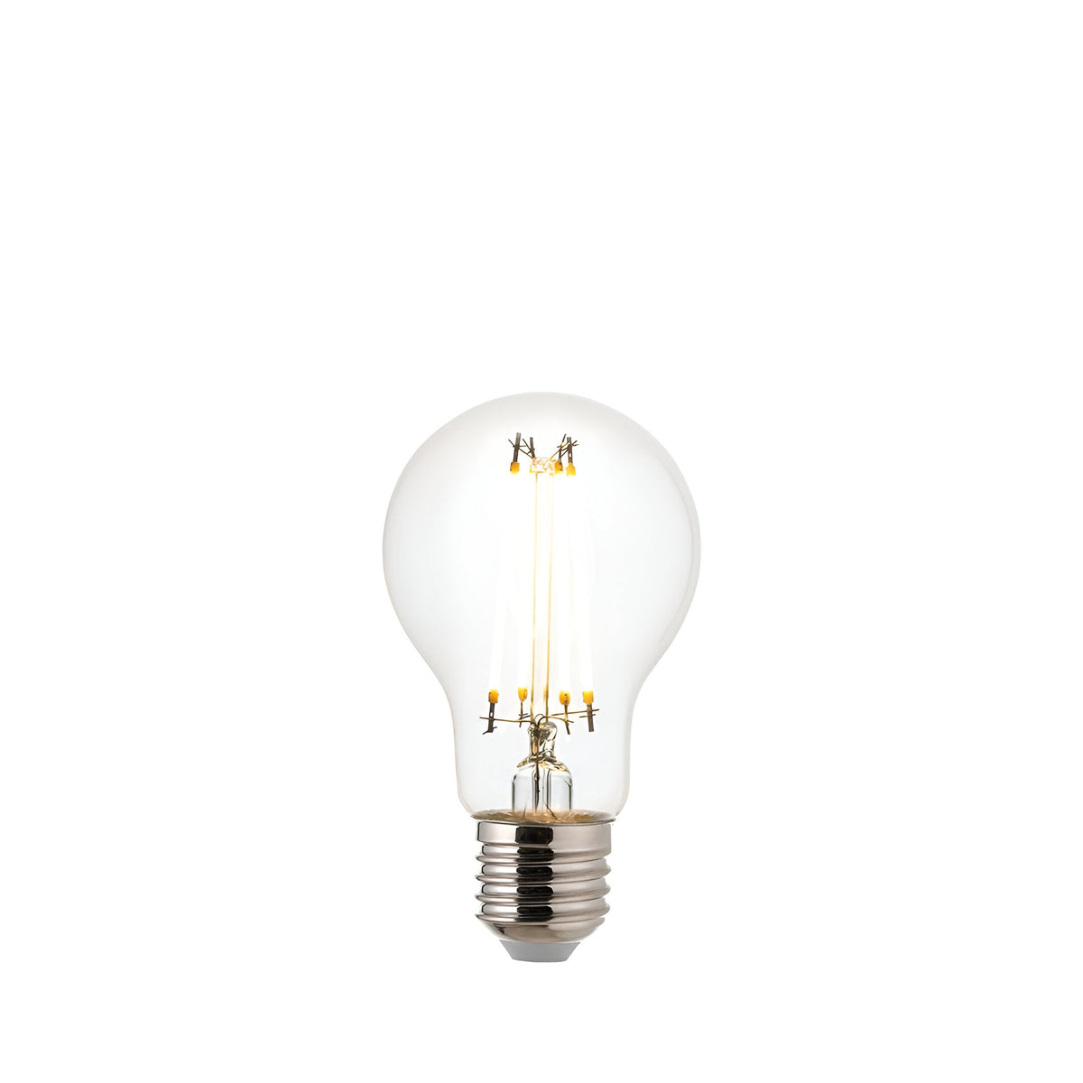 Endon 3.8W E27 LED filament GLS bulb with clear glass, visible warm white filaments and silver screw cap, shown on a plain white background.