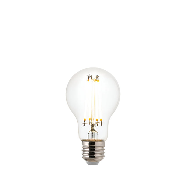 Endon 3.8W E27 LED filament GLS bulb with clear glass, visible warm white filaments and silver screw cap, shown on a plain white background.