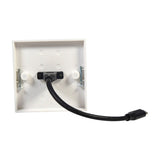 Rear view of the AV:Link USB4 Type-C wallplate showing the white single-gang back, black male tail cable, and included fixing screws on a white background.