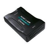 AV:Link Scart to HDMI converter in a compact black casing with SCART input port visible and labelled output side, shown on a plain white background.