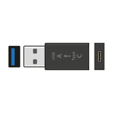 AV:Link USB 3.0 Type-C socket to Type-A OTG plug adaptor in black plastic, shown with connector ends exposed on a plain white background.