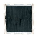 AV:Link 50x50mm wall plate module by AVSL with black brush filled aperture set in a white snap-in plastic frame, shown on a plain background.