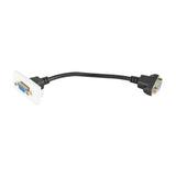AV:Link VGA wall plate module by AVSL in white with front VGA socket and short black female tail lead, shown on a plain white background.