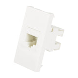 AV:Link Cat6 RJ45 ethernet keystone module in white with front socket and rear punchdown IDC terminals, shown on a plain white background.