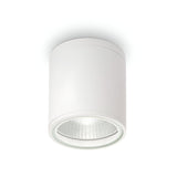 The Solar Downlight - White is a sleek, cylindrical ceiling light fixture with a recessed bulb, designed for surface installation. It's ideal for bathroom lighting and showcases a modern design with a smooth finish and a clear lens cover, adding elegance to any indoor or outdoor space.