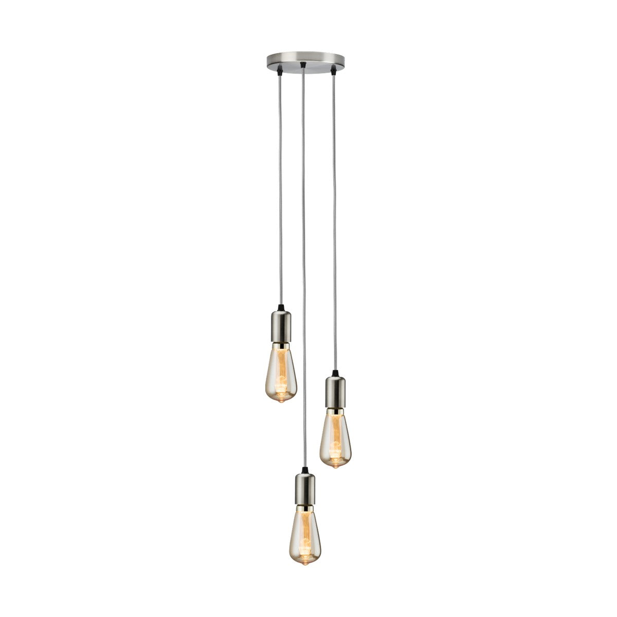 CALLA - 230V E27 Contemporary 3 Light Pendant - Brushed Chrome