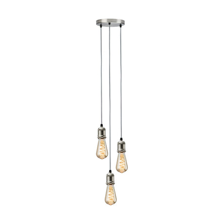 CALLA - 230V E27 Vintage 3 Light Pendant - Brushed Chrome