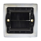 AV:Link single gang steel brush wallplate in white, rear view showing black plastic housing with twin brush aperture and brass mounting lugs.