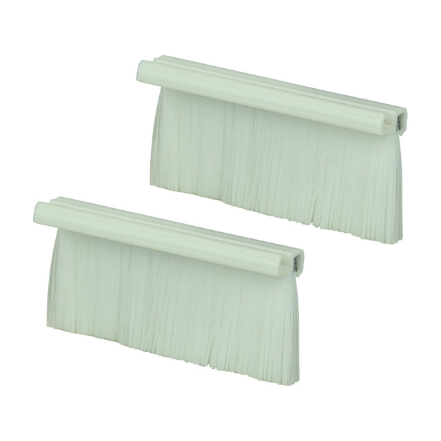 AV:Link white single gang wallplate cable entry brushes by AVSL, shown as a pair with twist-lock plastic tops and soft bristles on a plain background.
