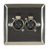 AV:Link Brushed Steel Twin XLR Socket Wallplate