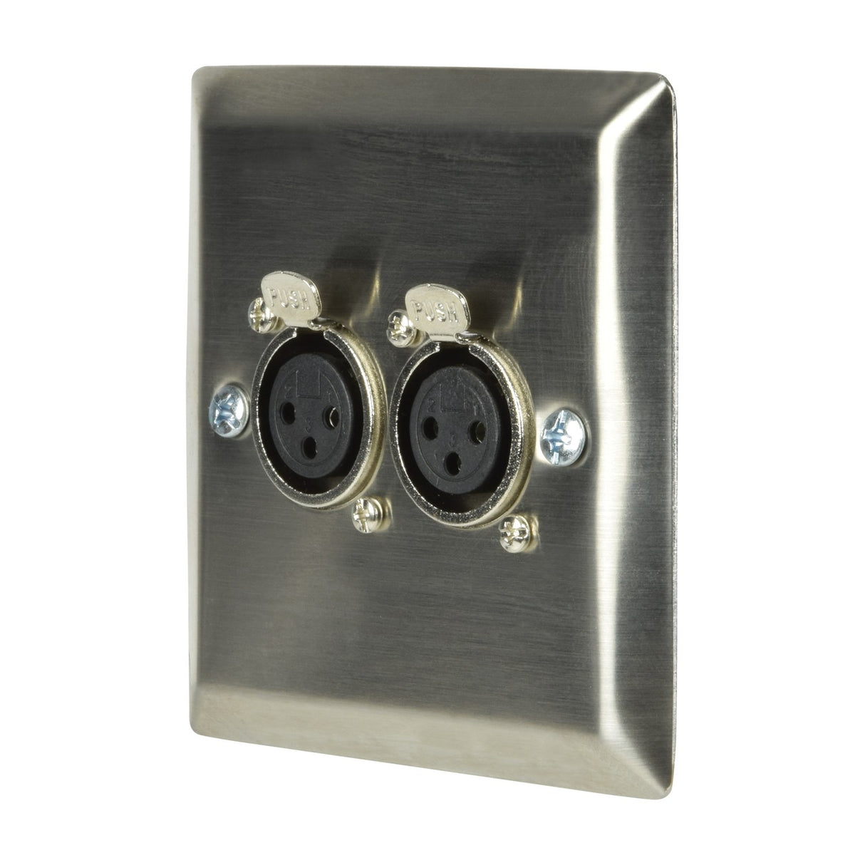 AV:Link Brushed Steel Twin XLR Socket Wallplate