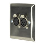 AV:Link Brushed Steel Twin XLR Socket Wallplate