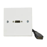 AV:Link HDMI wallplate by AVSL with gold plated front socket, female HDMI tail at rear, and fixing screws, shown on a plain white background.