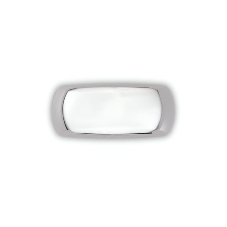 The Muse Outdoor Light Wall Light - Grey/White features a rectangular design with a sleek, modern aesthetic and a frosted glass cover, mounted against a plain white ceiling and crafted from high-performance resin for enhanced durability.