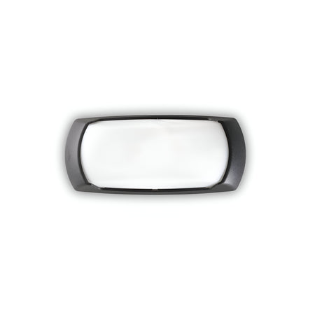 A Muse Outdoor Wall Light in a dark gray frame, featuring UV stabilization and a frosted white diffuser, photographed against a plain white background.
