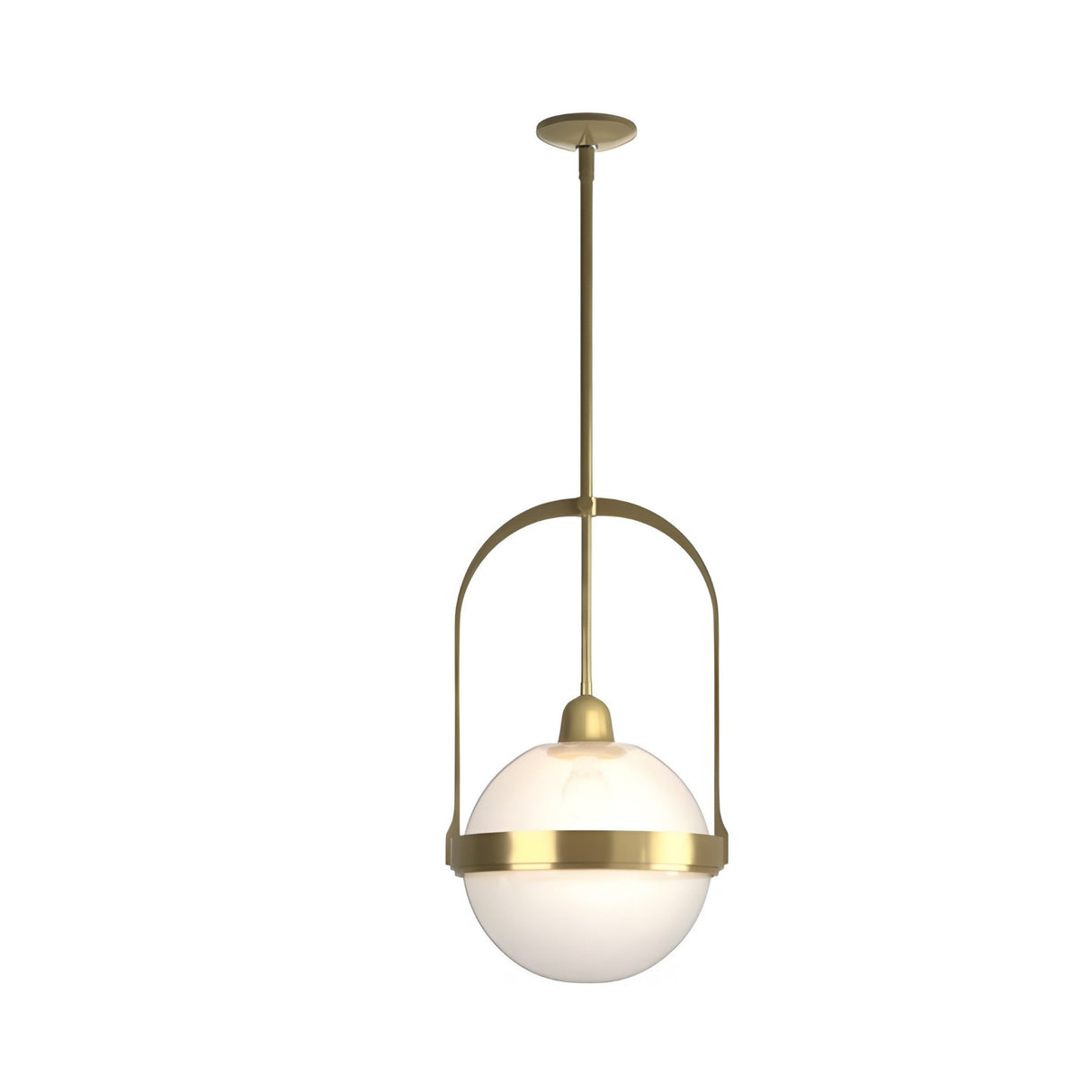 Caelis Alabaster Single Pendant Light – Brushed Brass & Soft White