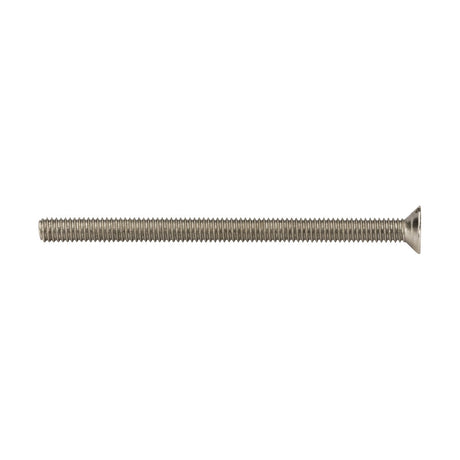 A long, M3.5 x 50mm flat-head countersunk electrical screw with a silver metal finish and a fully threaded shaft lies horizontally against a white background, ideal for secure electrical installations.