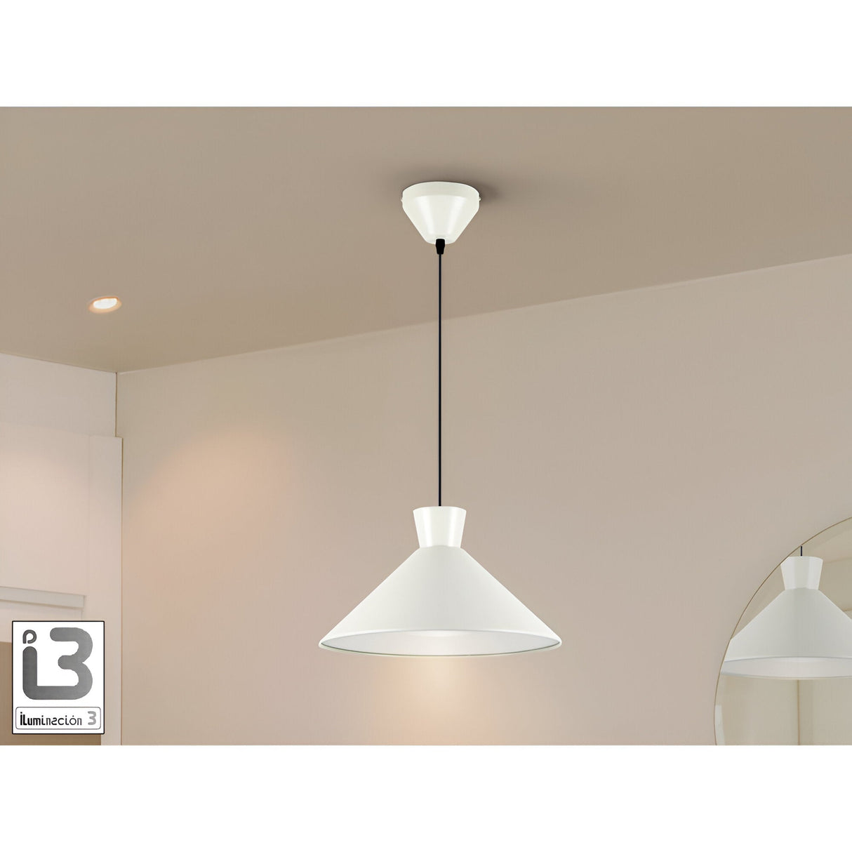 Cono 1 Light Pendant -  Matte Pearl Grey