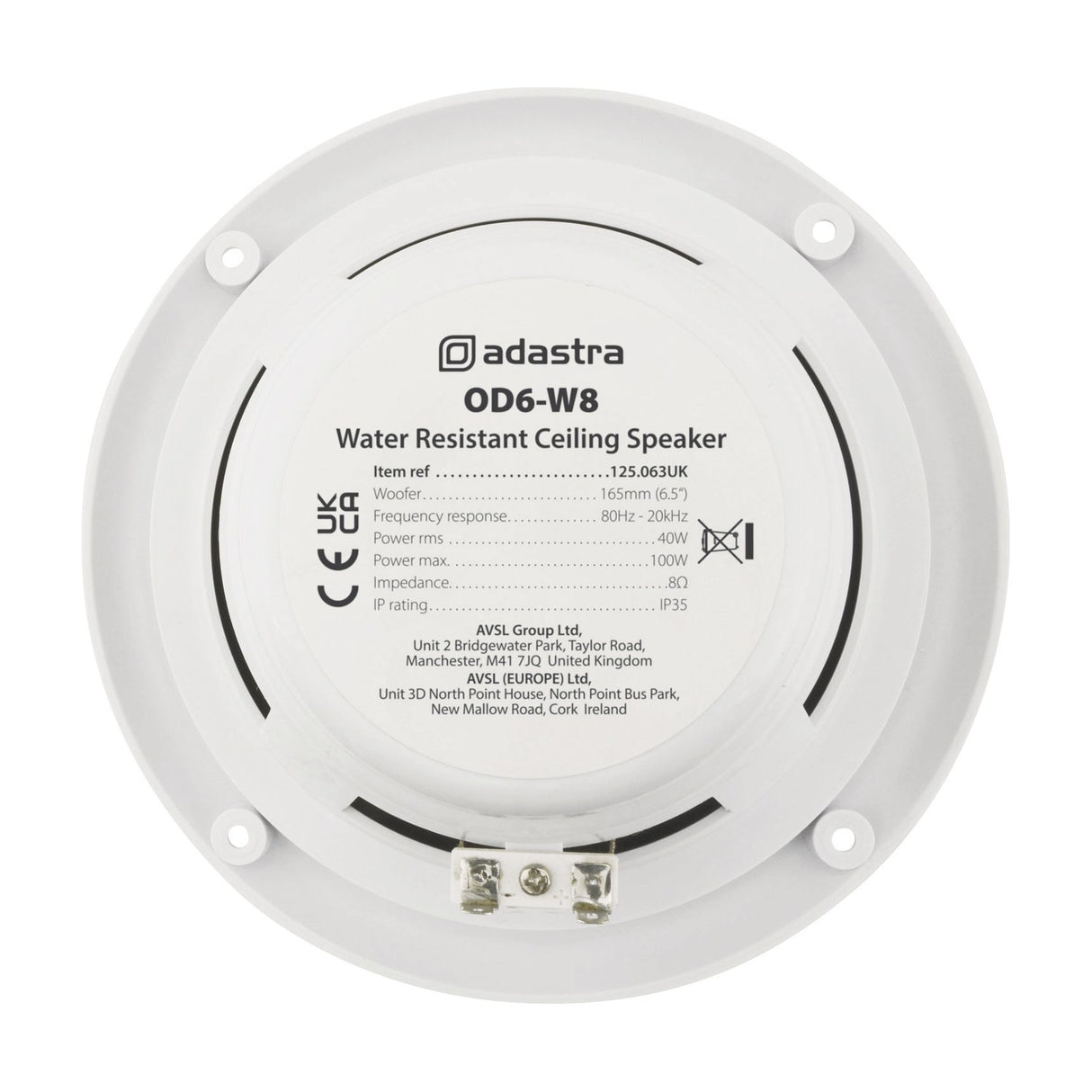Adastra OD6-W8 Water Resistant 6.5" Ceiling Speakers