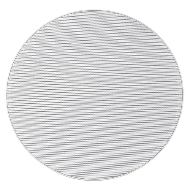 Set against a plain white background, the Adastra KV6 Premium 6.5" 60W Ceiling Speaker boasts a magnetic frameless design with a white metal mesh pattern and a thin white rim, reminiscent of high-end ceiling speakers.
