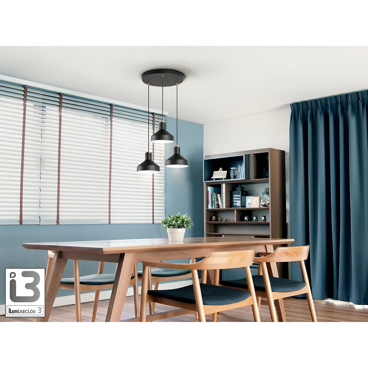 I3 - Irias 3 Light Cluster Pendant - Matte Black/Copper