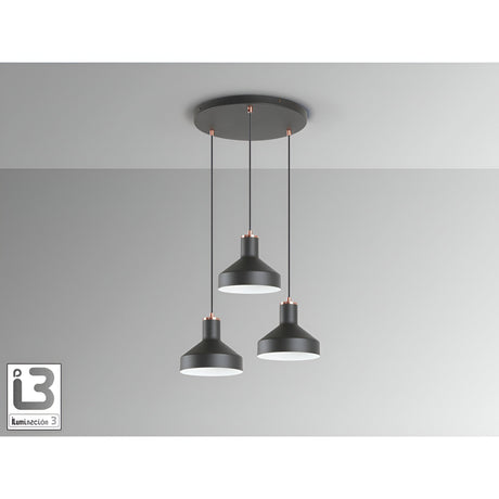 I3 - Irias 3 Light Cluster Pendant - Matte Black/Copper