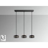 I3 - Olaia 5 Light Glass Bar Pendant - Smoked Black