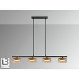 I3 - Olaia 4 Light Island Suspension - Black/Amber