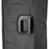 Close-up of the Citronic CASA-12 slip cover by AVSL, showing the black Oxford fabric with a cut-out access hole around the speaker's moulded carrying handle.