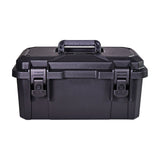 Mercury MTC-41 medium IP67 waterproof equipment case in matte black polypropylene with rubberised handle and press-to-unlock catches, on a white background.