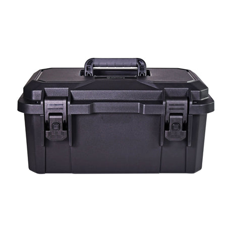 Mercury MTC-41 medium IP67 waterproof equipment case in matte black polypropylene with rubberised handle and press-to-unlock catches, on a white background.
