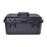 Mercury MTC-46 IP67 waterproof heavy duty equipment case in matte black polypropylene with rubberised carry handle and securing catches, on a white background.