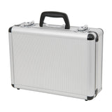 Chord MFC330 aluminium microphone flight case with diamond-patterned silver shell, black carry handle and lockable chrome catches on a white background.