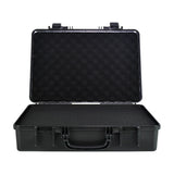 Citronic ABS445 black moulded ABS carry case shown open, revealing pluckable square foam lining and moulded handle, on a plain white background.