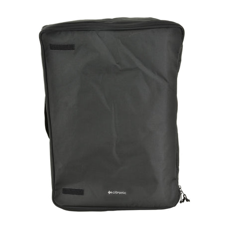 Citronic CTC-12 padded transit bag in black fabric for 12" speakers, with Velcro access flaps and zipped closure, shown on a plain background.