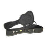 Chord TWC-1B open western guitar hard case in black with plush soft interior, lockable catches and accessory compartment, shown on a white background.